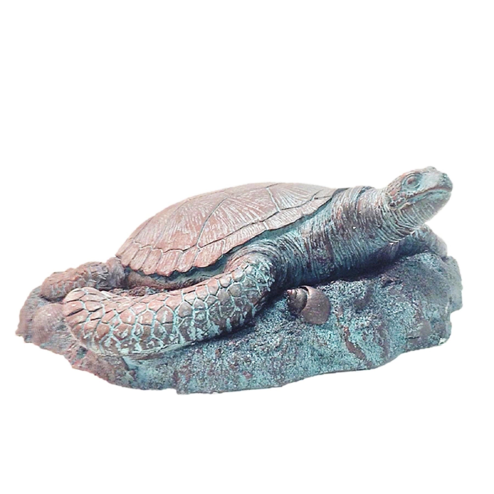 Homestyles 11 in. Sea Turtle 3/D Coastal Stepping Stone Nautical Beach Garden Statue Bronze Patina Finish