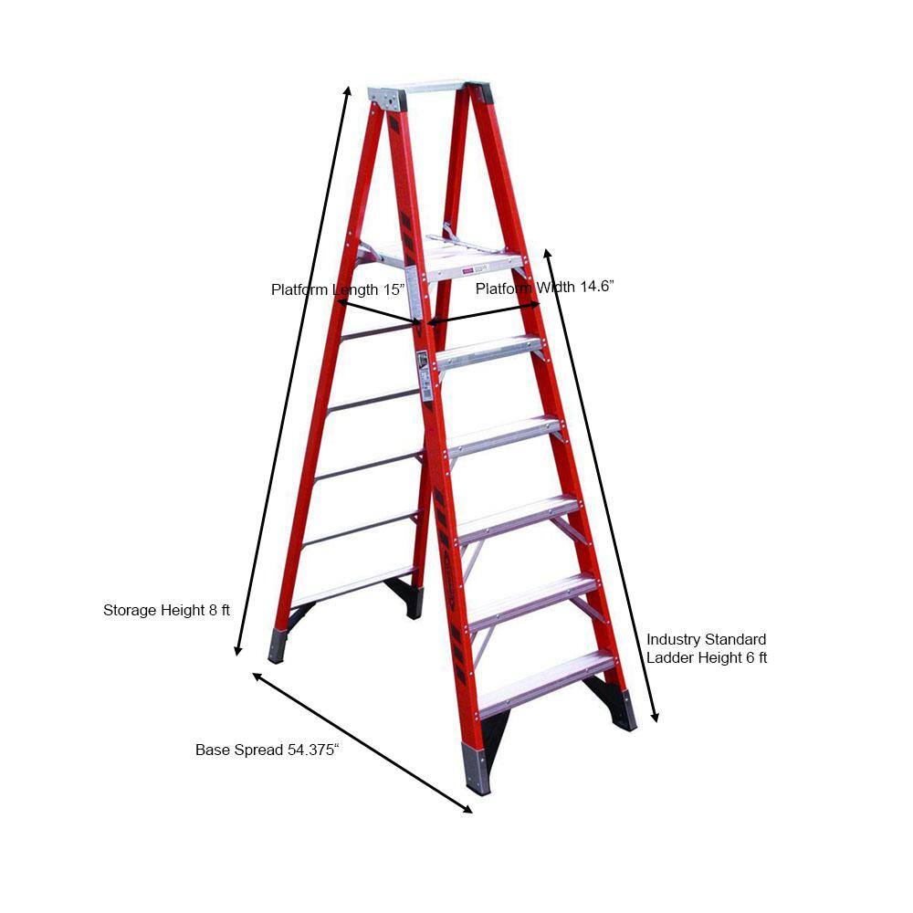 Werner 12 ft. Reach Fiberglass Platform Step Ladder with 375 lb. Load Capacity Type IAA Duty Rating P7406