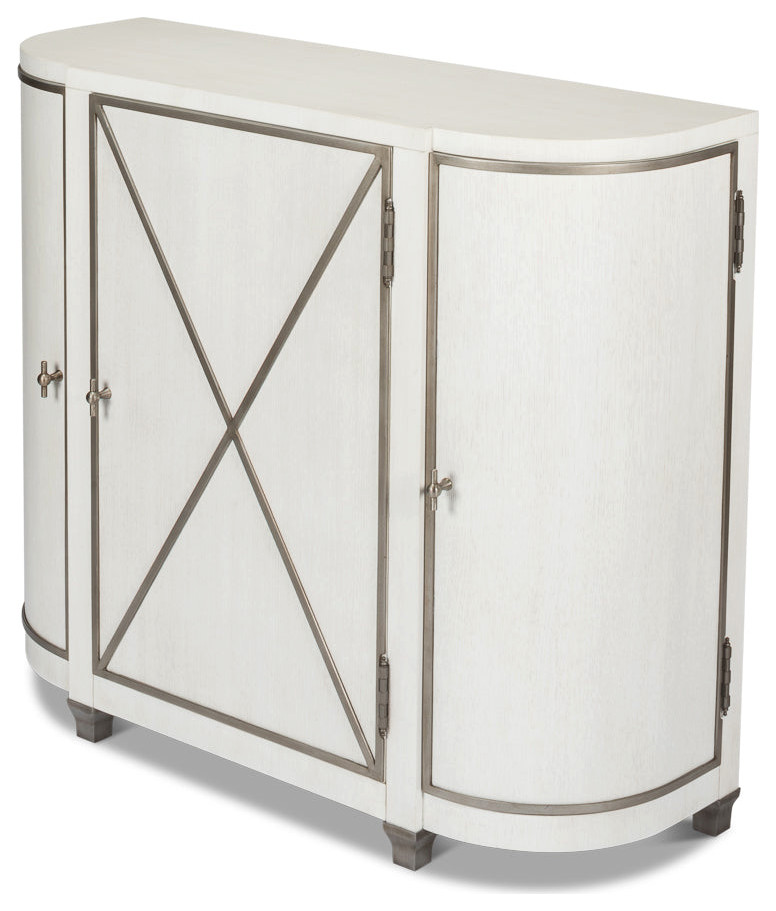 Asia Demilune Console Accent Cabinet Working White   Transitional   Console Tables   by Sideboards and Things  Houzz