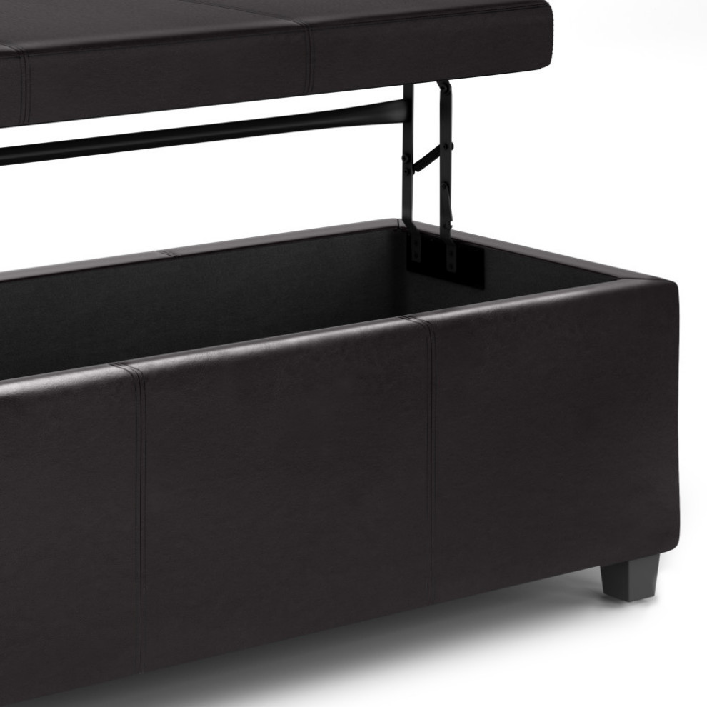 Avalon Lift Top Rectangular Storage Ottoman   Transitional   Footstools And Ottomans   by Simpli Home Ltd.  Houzz