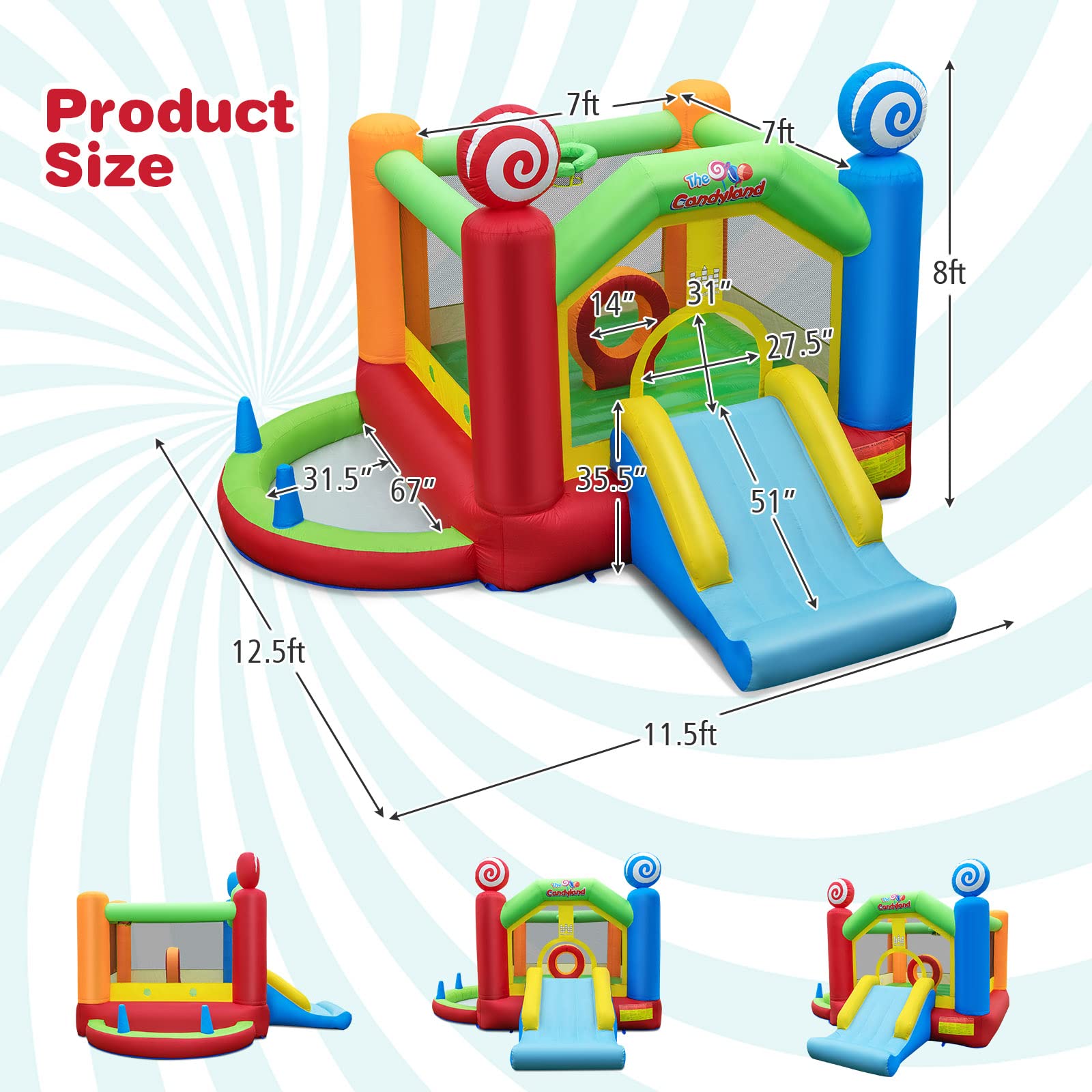 BOUNTECH Inflatable Bounce House, Bouncy House for Kids 5-12 Indoor Outdoor Fun