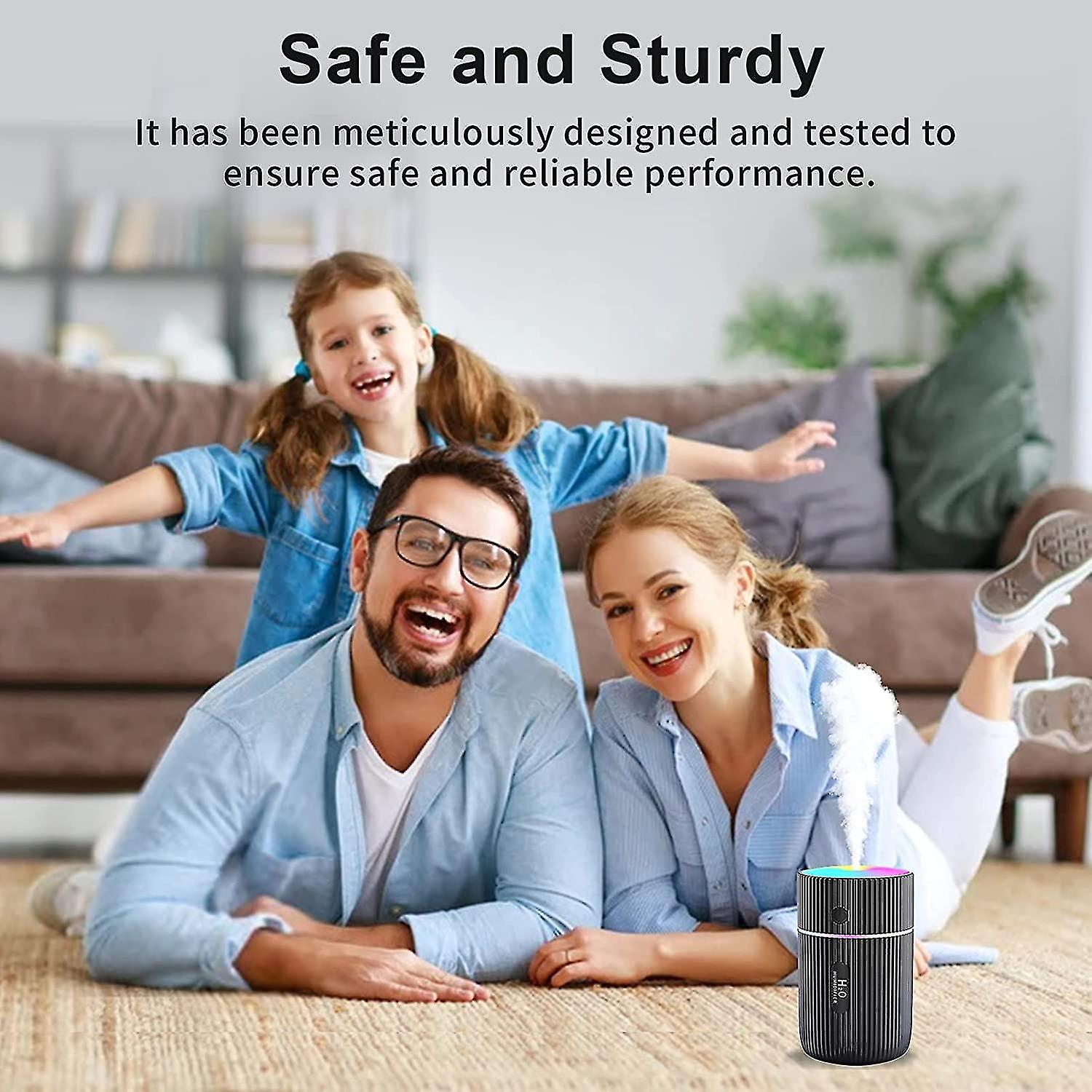 Air Humidifier， Mini Ultrasonic Humidifier，2 Adjustable Mist Modes， Auto Shut Offcolorful Night Light， Usb Portable(black)