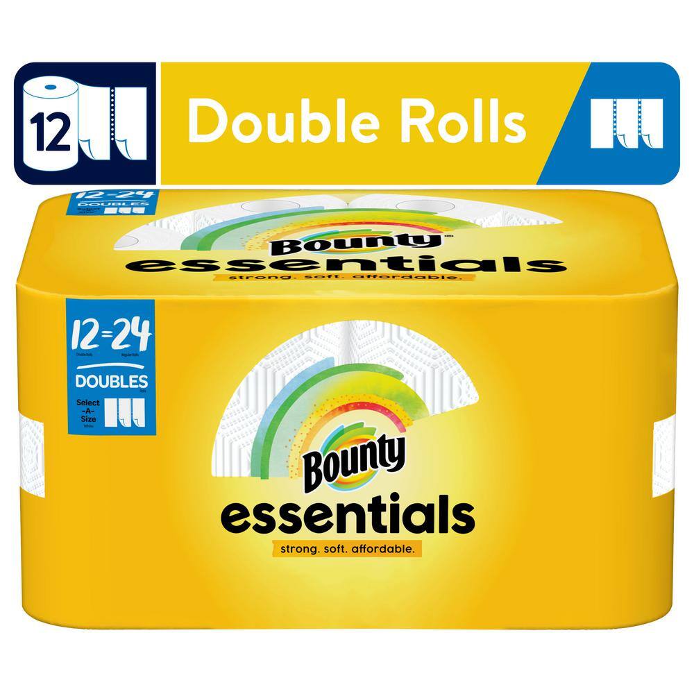 Bounty Essentials Select a Size White Double Plus Paper Towel Roll (12-Count) 003700074652