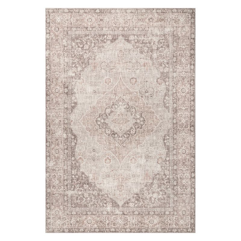 nuLoom Elsa Machine Washable Floral Blossom Medallion Area Rug