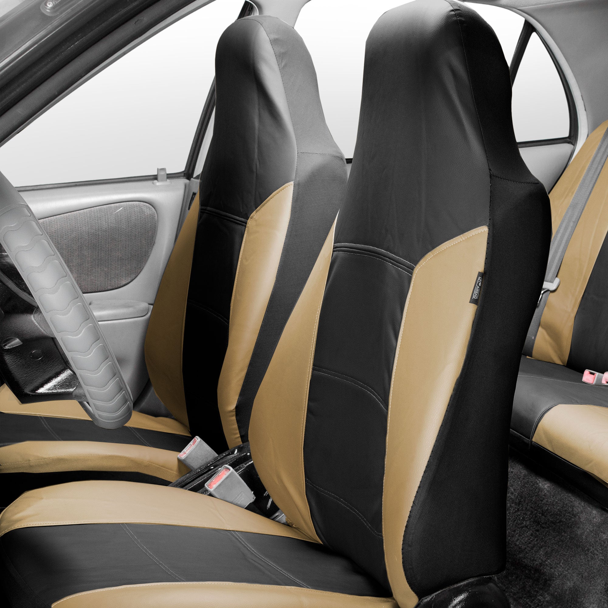 FH Group Highback Seat Royal Leather Seat Covers for Sedan， SUV， Van， Truck， Two Highback Buckets - 5 Colors