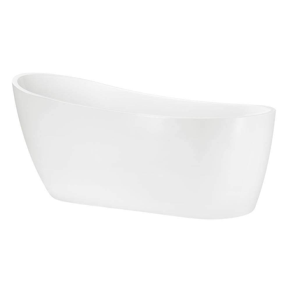 AKDY 54 in. Fiberglass Slipper Flatbottom Non-Whirlpool Bathtub in Glossy White BT0362