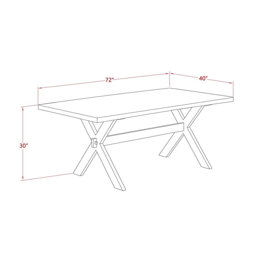 East West Furniture Dining Table Set  Wooden Table and Black Faux Leather Parson Chairs(Pieces   Finish Options)