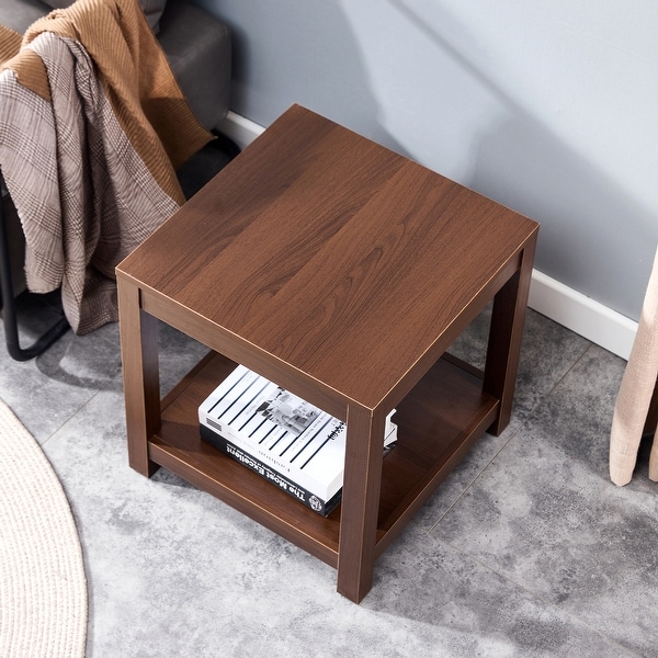 Simple side table， 2-tier small space end table， modern night stand