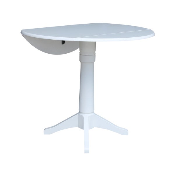 42 in Round Top Dual Drop Leaf Pedestal Table - White