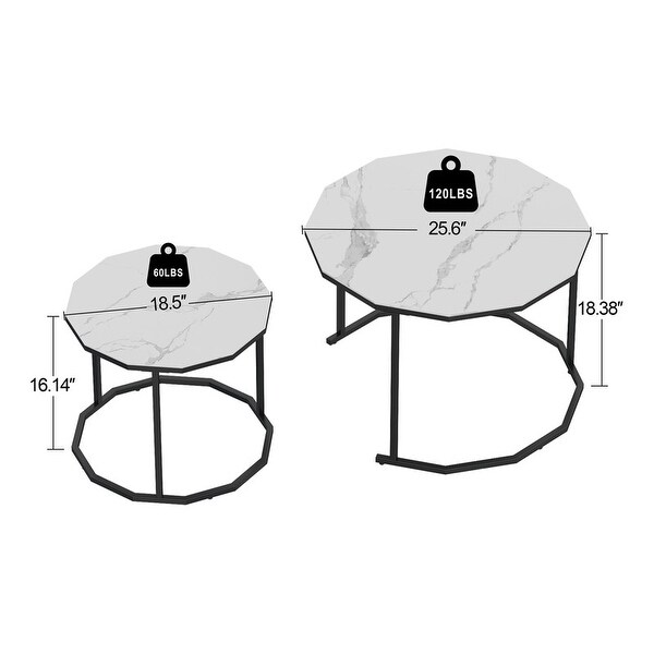 Nesting Coffee Tables Set of 2 for Living Room， Modern Accen