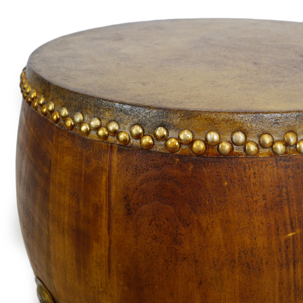 Natural Wood Drum Coffee Table   Asian   Coffee Tables   by Design Mix Furniture  Houzz