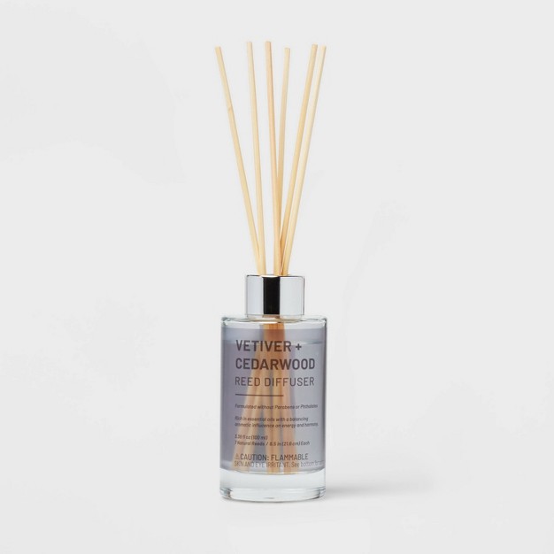 100ml Glass Reed Diffuser Vetiver amp Cedarwood Brown