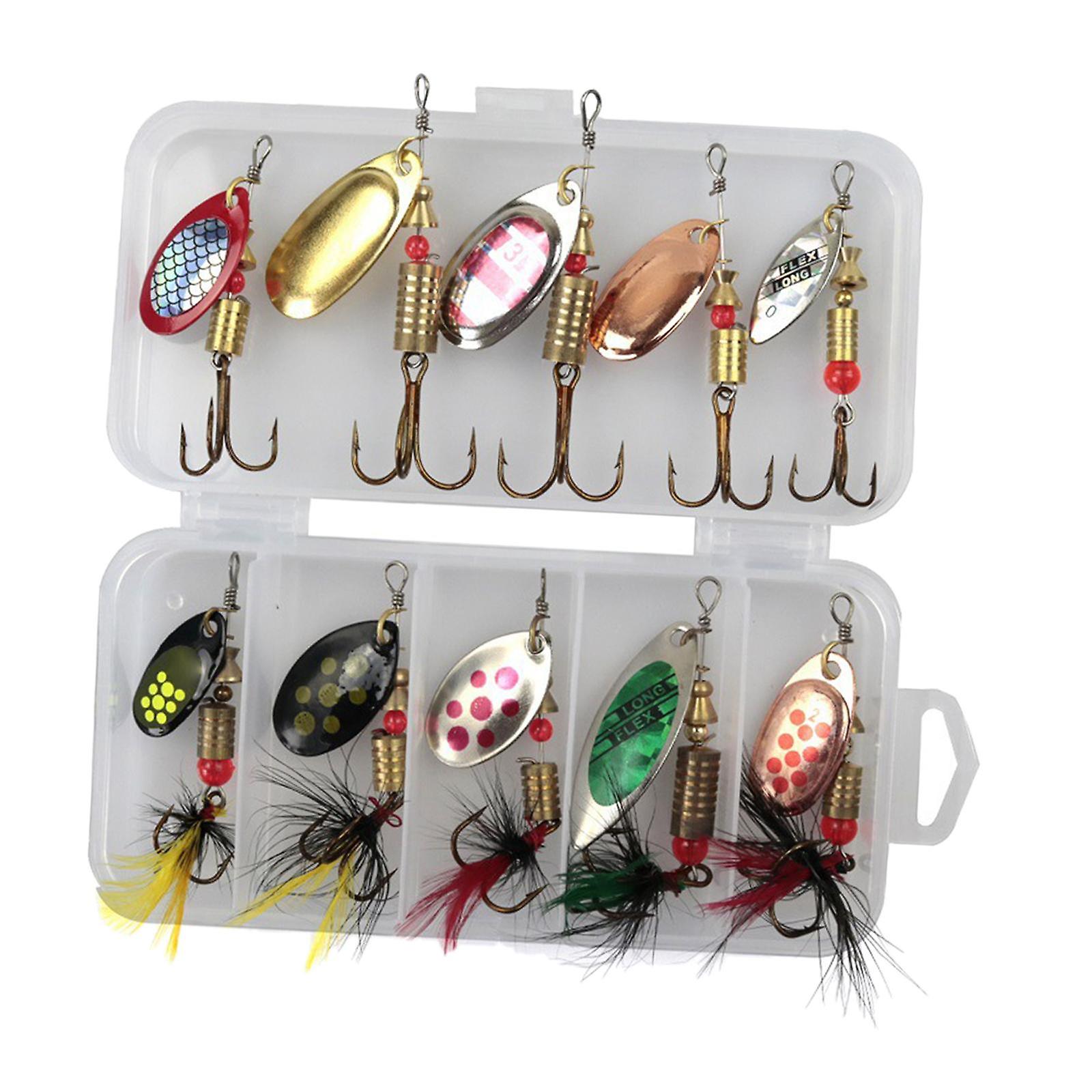 10 Pieces Fishing Lures Spinnerbait Hard Metal Spinnerbaits For Pike Walleye Style A