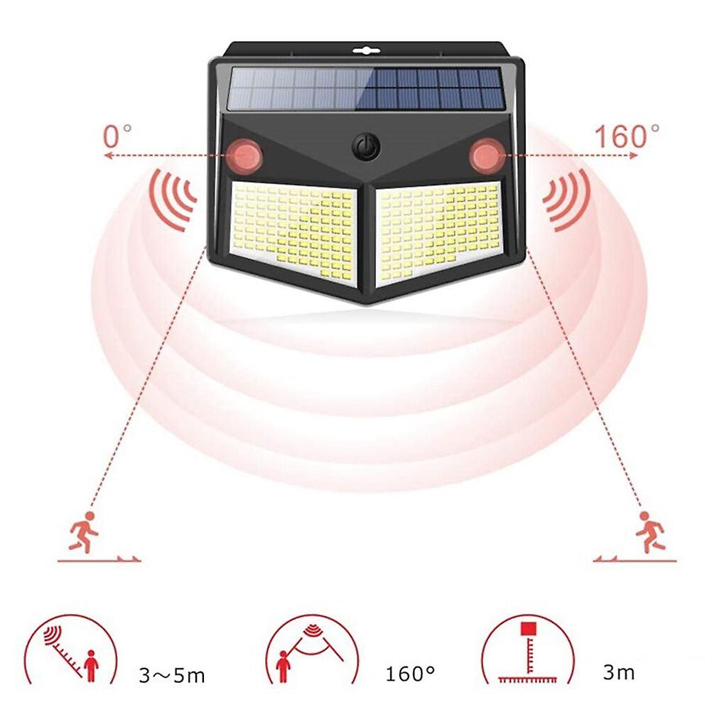 2pcs 260leds Outdoor Solar Wall Lights Double Sensor Four-sided Wall Lamps