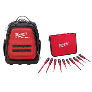 MW 10-Piece 1000-Volt Insulated Screwdriver Set and Case with Packout Backpack 48-22-2210-48-22-8301