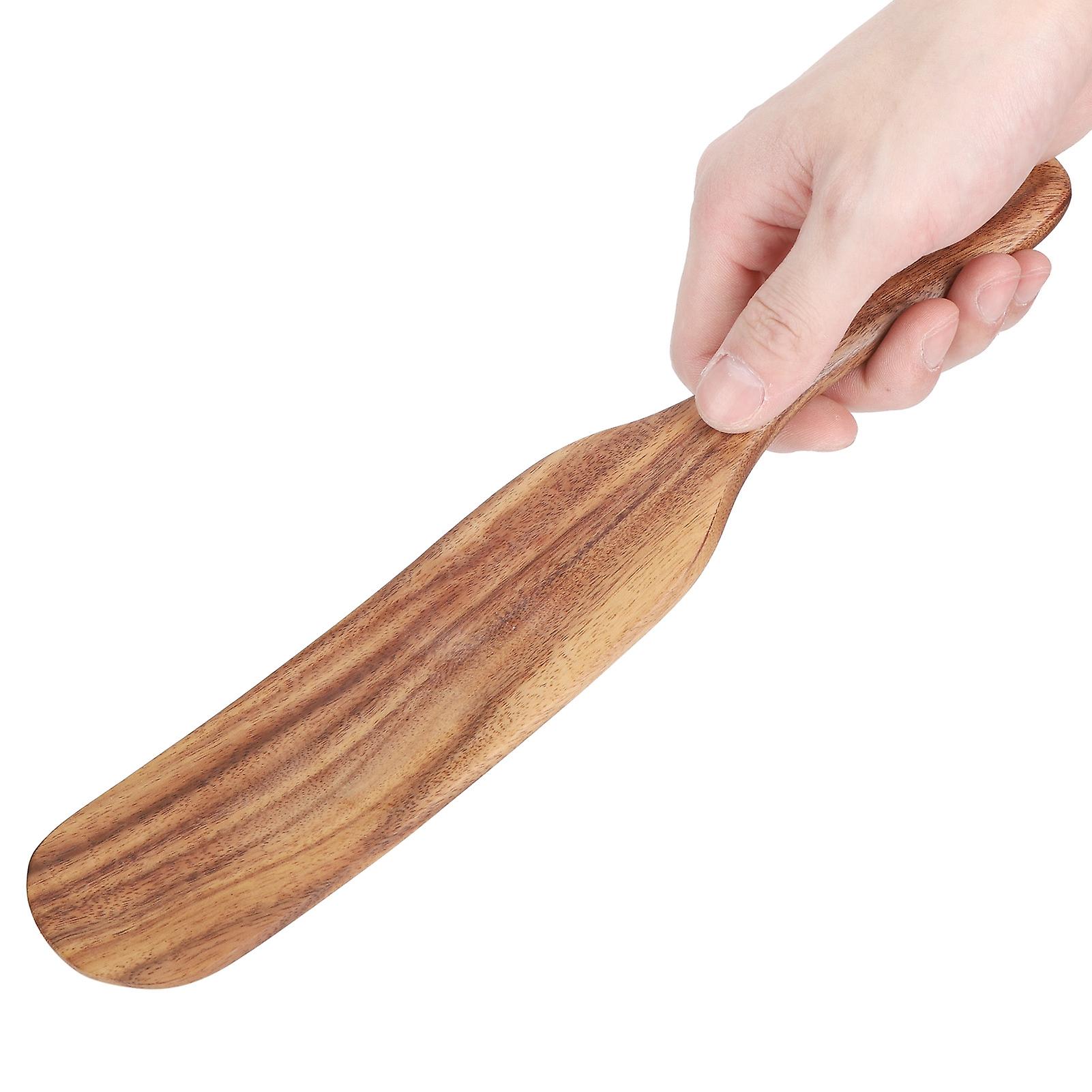 Wooden Spurtle For Cooking， Teak Wood Spatula Nonstick Spreading Cream Utensils For Sourdough Starter Stirring， Mixing， Serving[25.5*6 Cm]