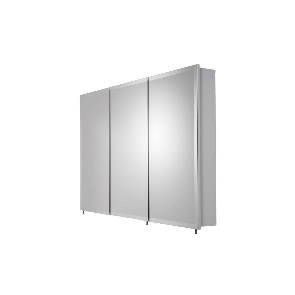 Croydex 48 in. W x 30 in. H x 5-14 in. D Frameless Tri-View Surface-Mount Medicine Cabinet with Easy Hang System in White WC102622YW