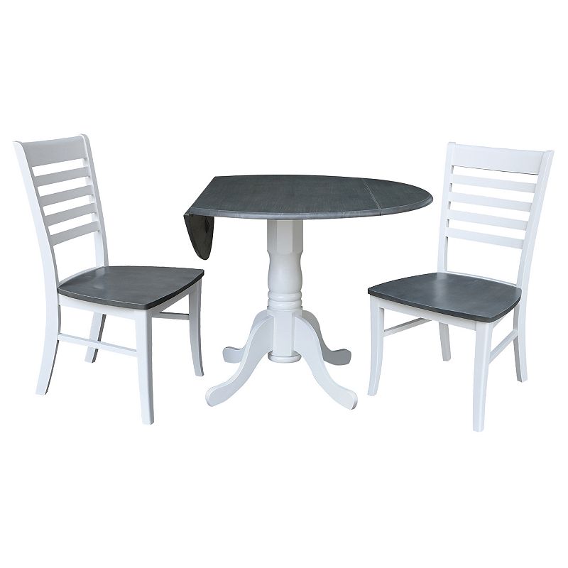 International Concepts Dual Drop Leaf Dining Table and Ladderback Chair 3-piece Set