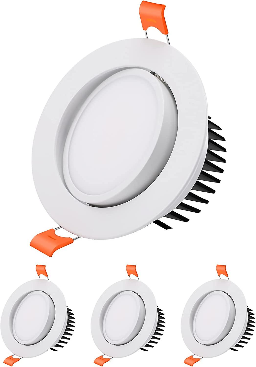 3pc 12w Led Recessed Spotlight，6000k Cool White Extra Flat，aperture 95mm( White)