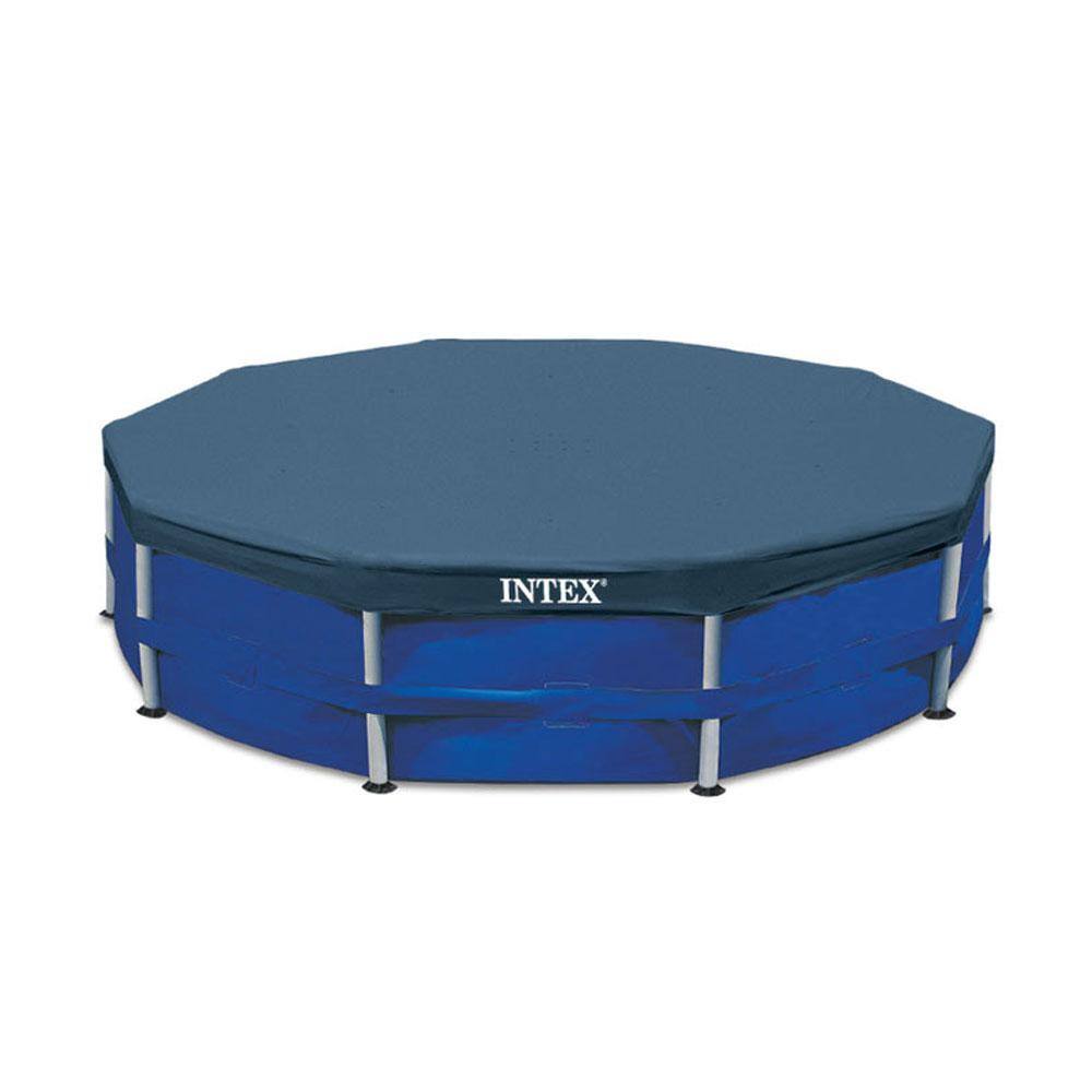 Intex 10 ft. x 30 in. Round Above Ground Swimming Pool and 10 ft. Round Swimming Pool Cover 26700EH + 28030E