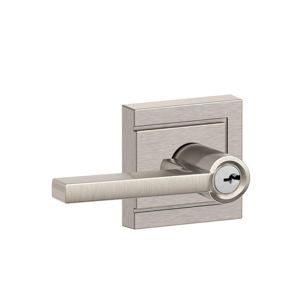 Schlage Latitude Satin Nickel Keyed Entry Door Handle with Upland Trim F51 V ULD 619 LAT