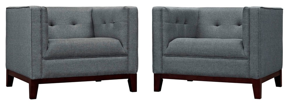 Modern Contemporary Urban Living Armchairs  Set of 2  Navy Blue  Fabric   Midcentury   Armchairs And Accent Chairs   by House Bound  Houzz