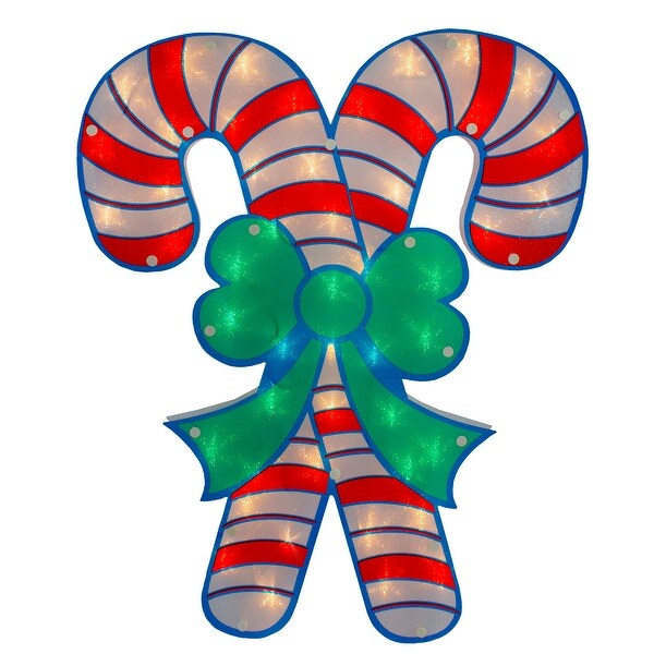 18.5 Lighted Double Candy Cane Christmas Window Silhouette