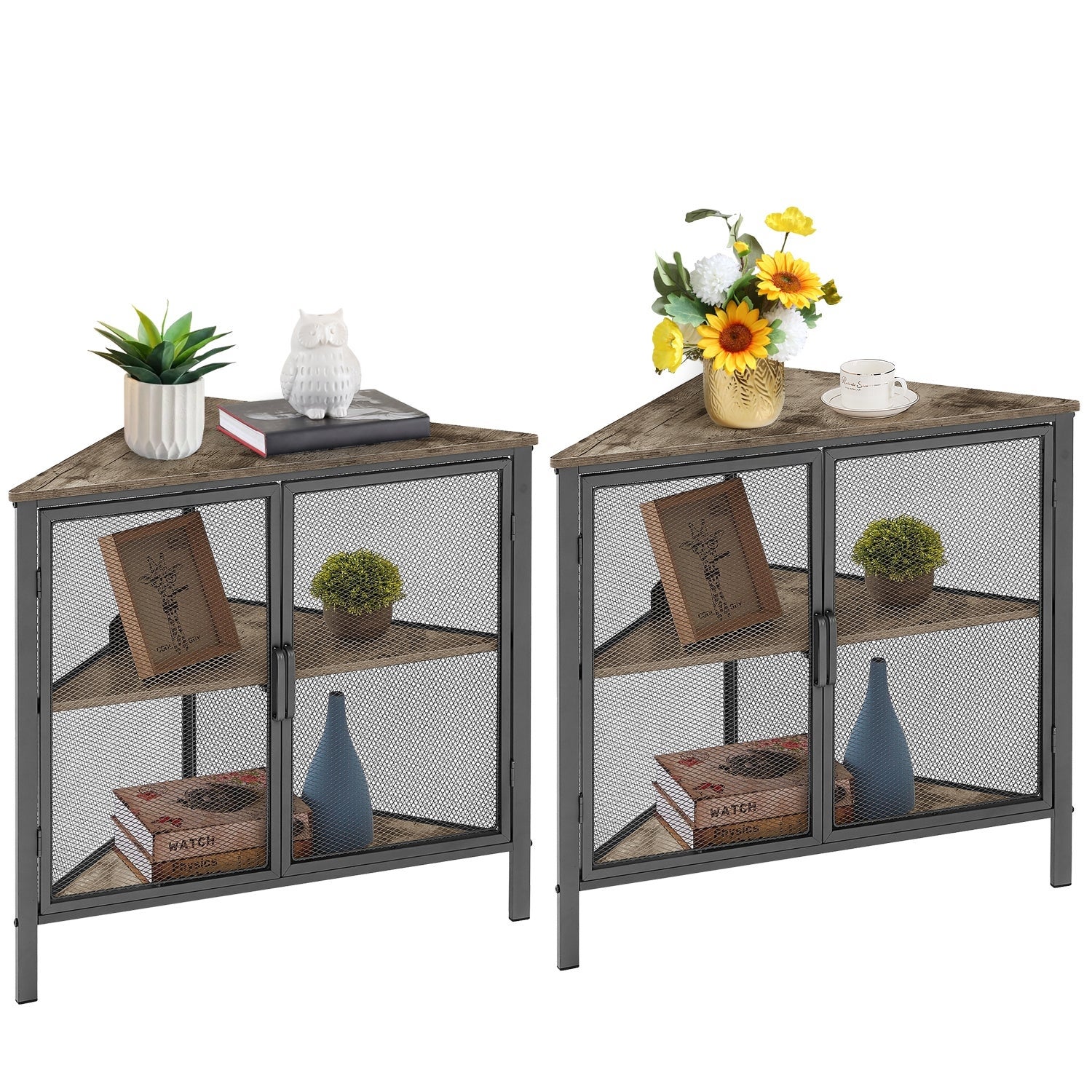 Modern Triangle Corner Side Table/End Table(Set of 2)