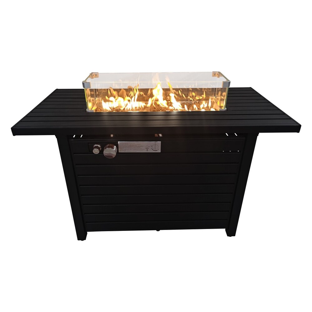 LSI 24'' H Steel Propane Outdoor Fire Pit Table with Lid   N/A