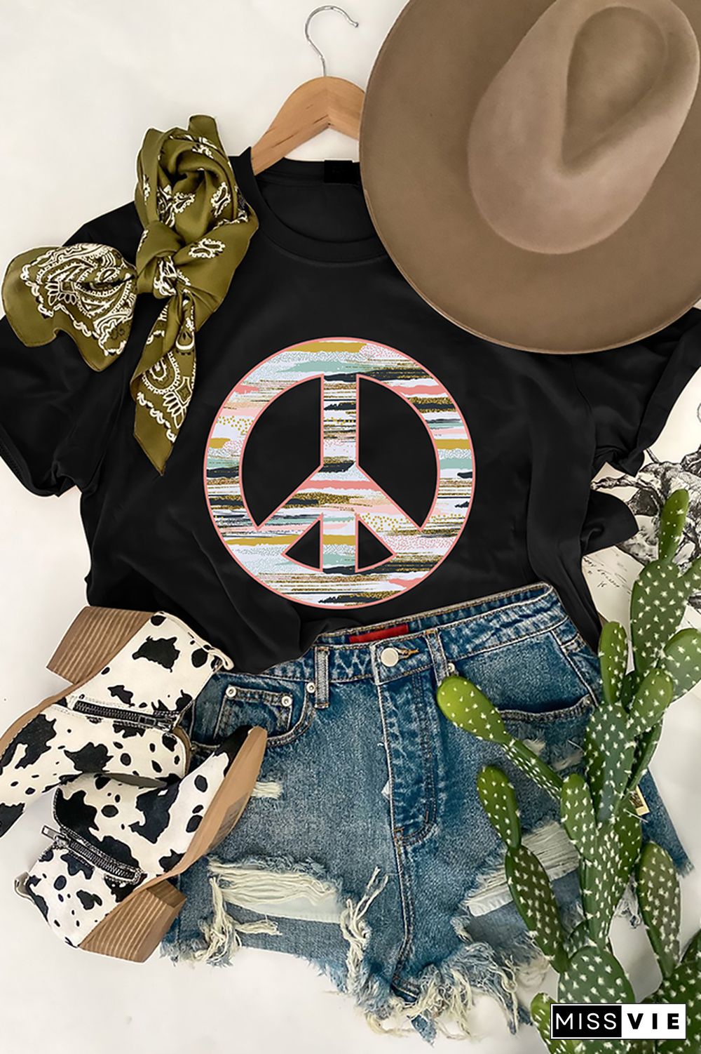 Boho Peace Sign Graphic Tee Wholesale