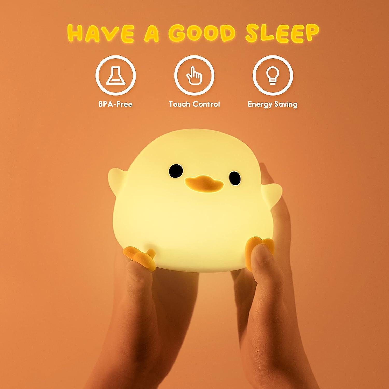 Led Cute Bean Duck Night Light， Cute Animal Silicone Nursery Night Light Rechargeable Table Lamp Bedside Lamp With Touch Sensor For Bedrooms