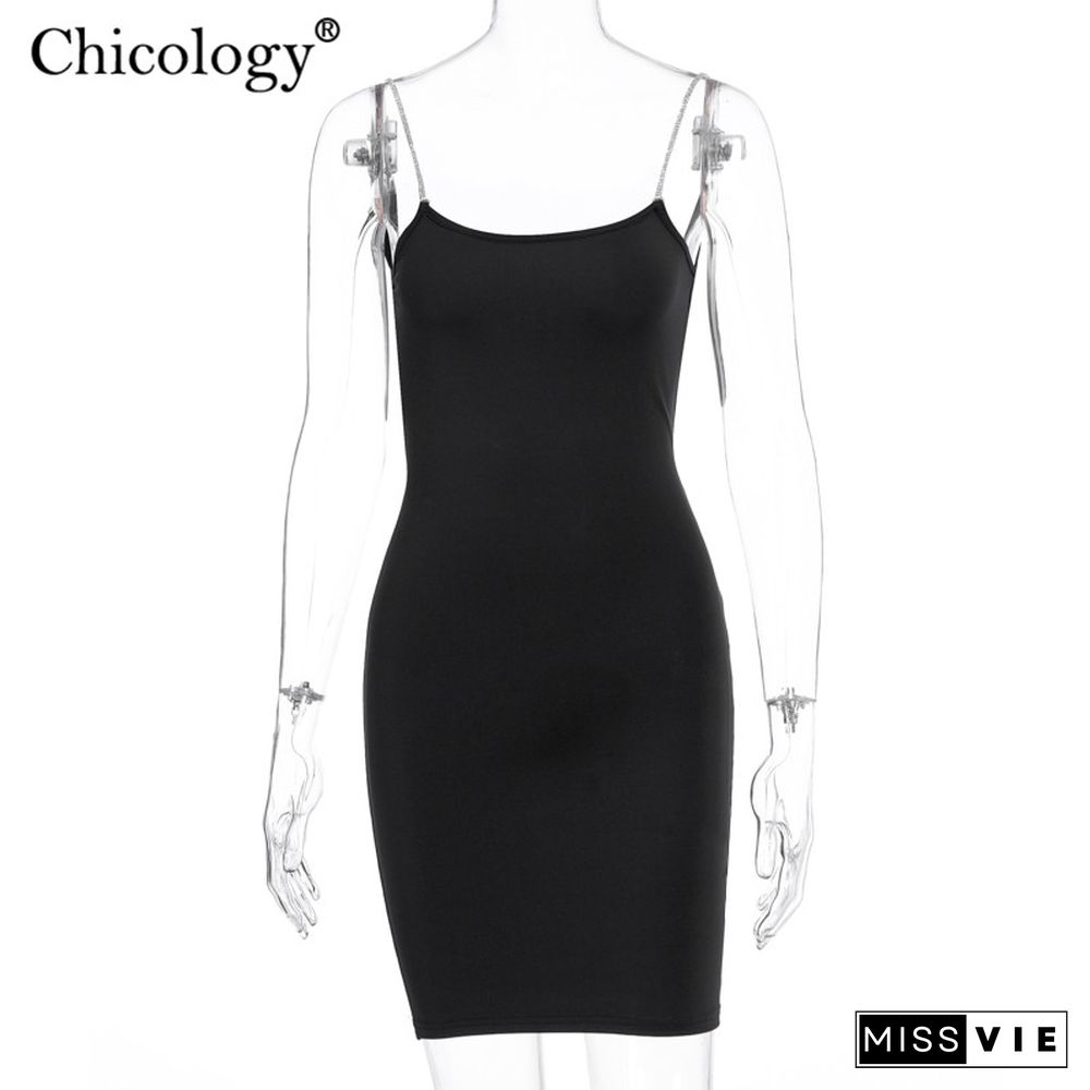 ChicologyDiamondThinStrapBodyconSexyMiniDressPartyClubSleevelessWomen SummerFashionOutfitFemaleShortClothes