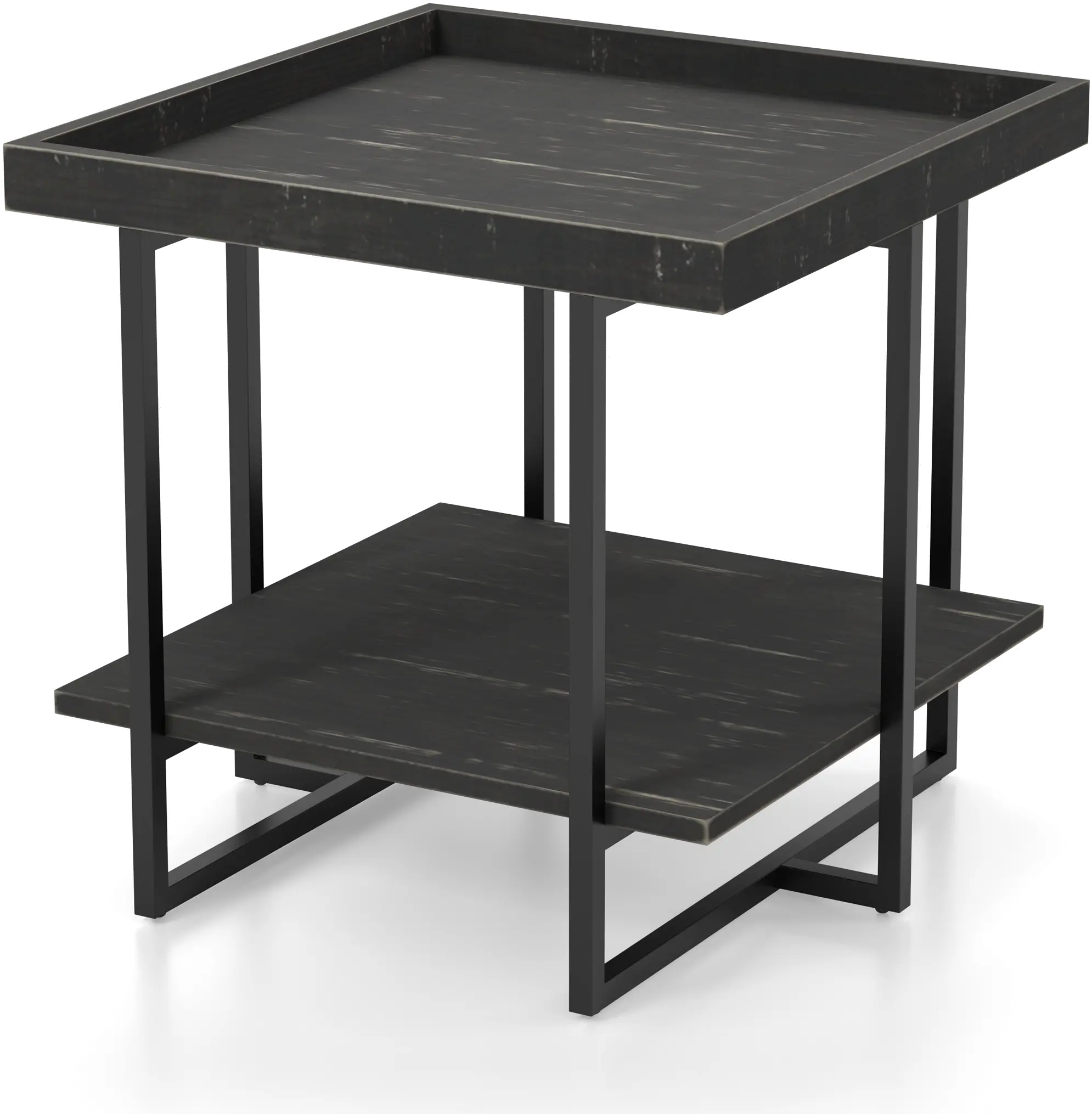 Prakers Industrial Wood End Table in Black