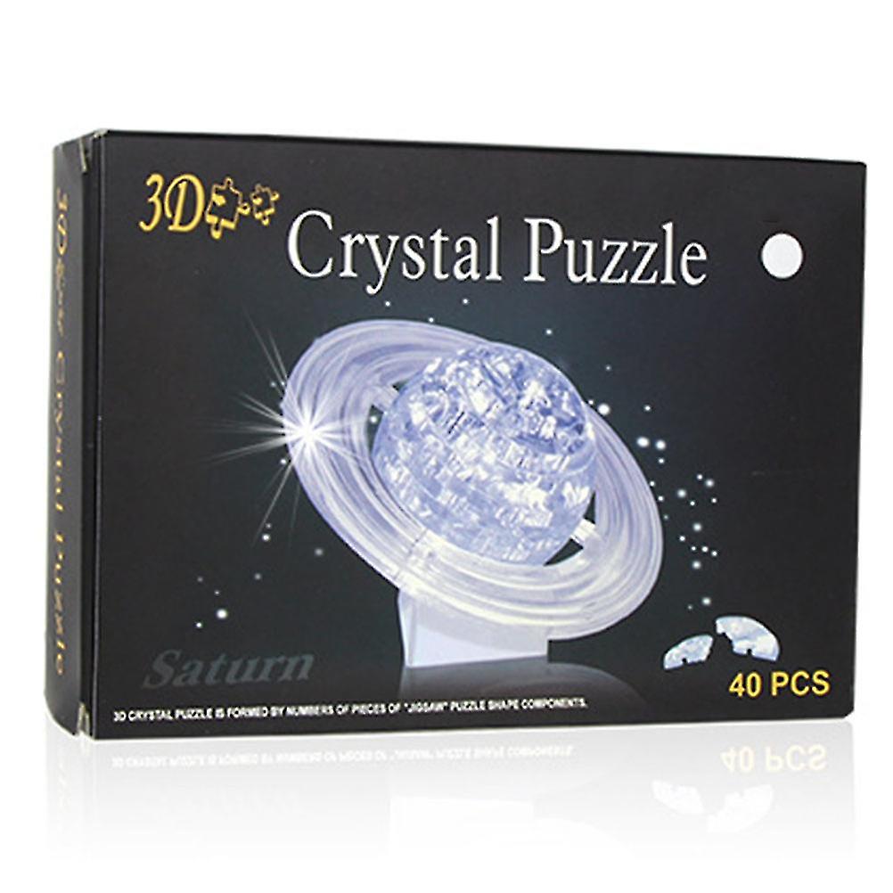 3D Crystal SaturnSaped Puzzle Jigsaw Translucent DIY Blocks Puzzle Office Desk Toy for Adults and Kids Gift