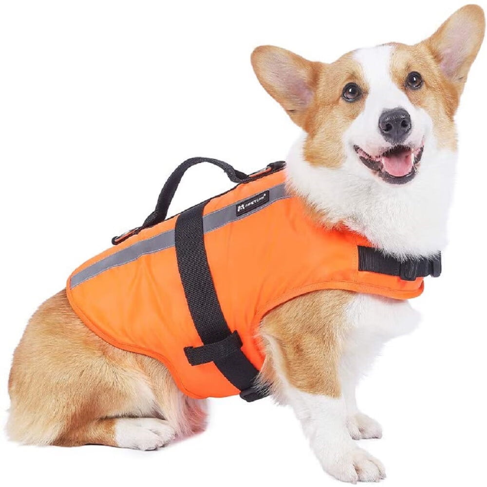 Dog Life Jacket Adjustable Ripstop Dog Life Vests for Water Safety pet Life Vest with Rescue Handle Safety Vest for Swimming Pool Beach Boating M