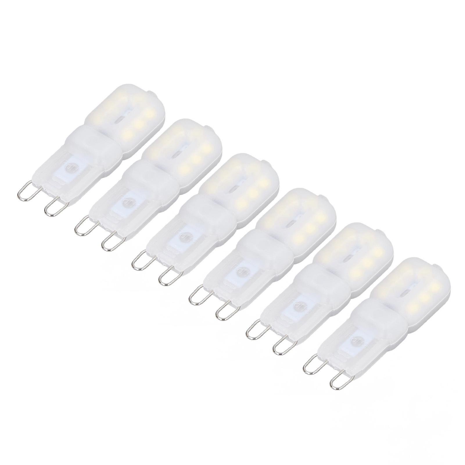 6Pcs G9 LED Light Bulbs Dimmable 3W Energy Saving 360 Degree Light Light Bulb for Ceiling Lamps and Pendant Lamps White Light 220-240V