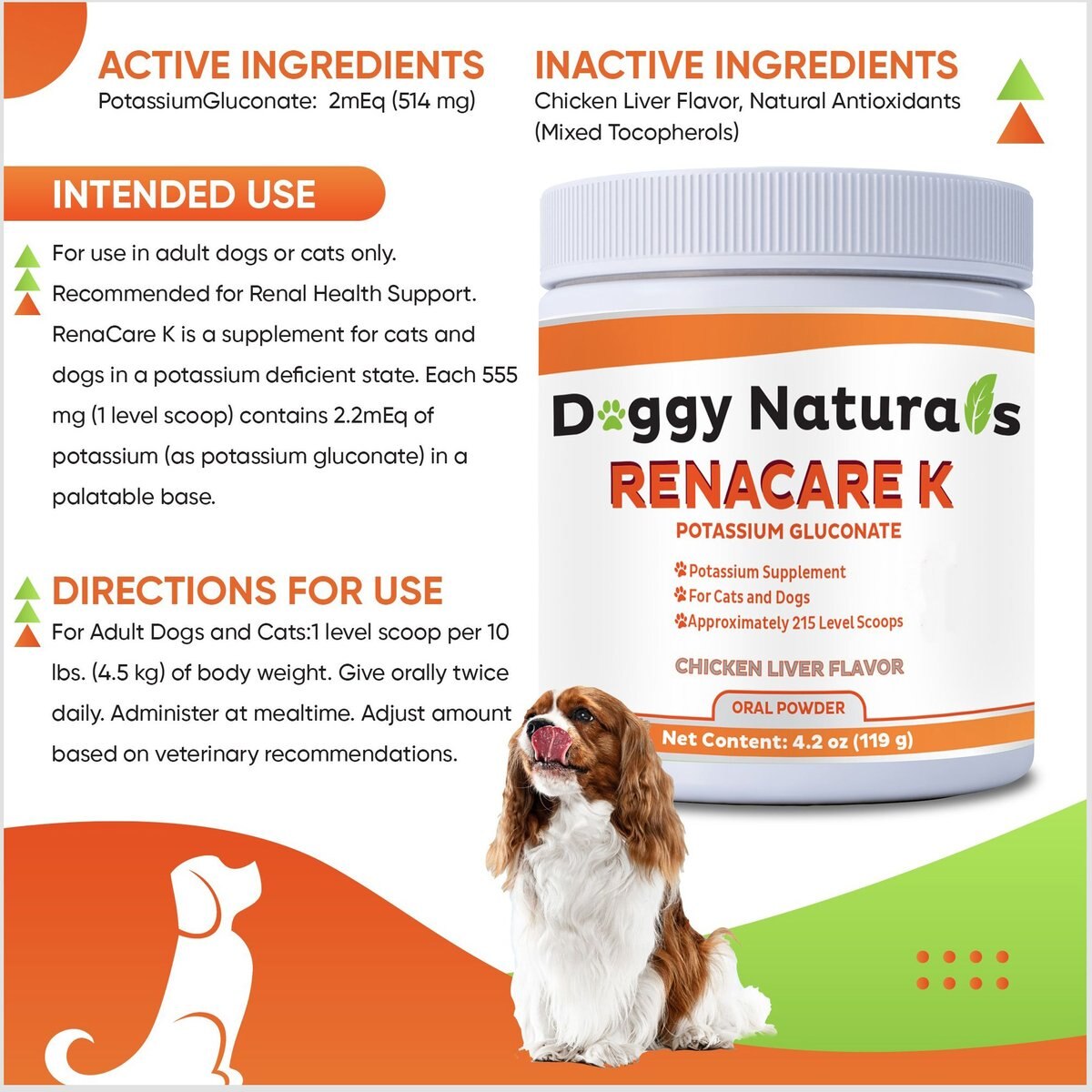 Pet Health Pharma RenaCare K Powder Kidney Cat and Dog Supplement， 4.2-oz