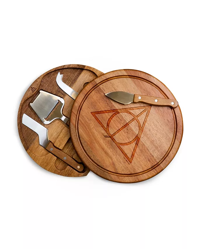 Toscana Harry Potter Deathly Hallows Acacia Circo Cheese Cutting Board Tools Set， 5 Piece