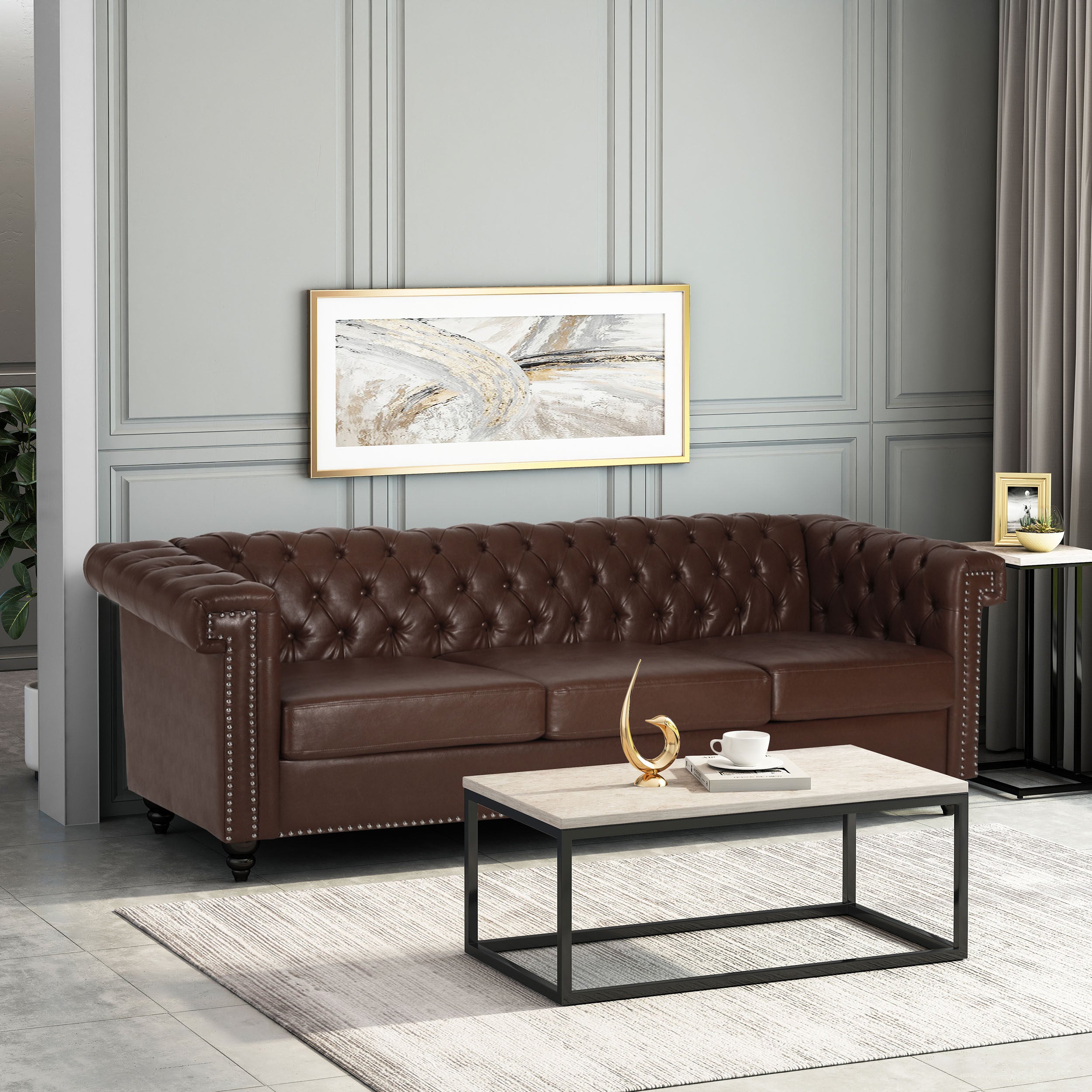 Zyiere Tufted Chesterfield 3 Seater Sofa