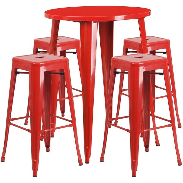 30-inch Indoor/ Outdoor 5-piece Round Metal Table and Stools Set