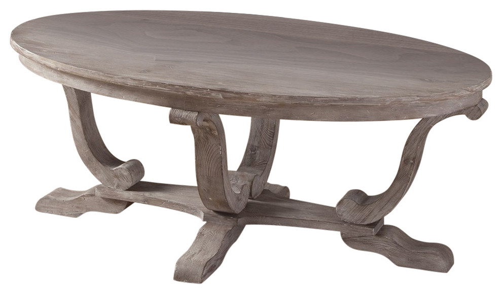 Emma Mason Signature Frendstern Oval Cocktail Table in Stone White   Farmhouse   Coffee Tables   by Emma Mason  Houzz