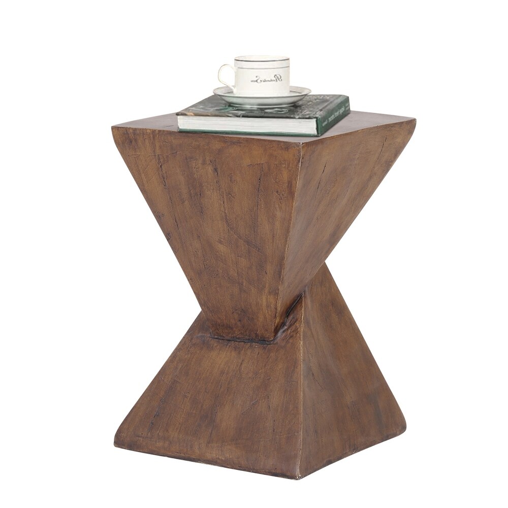 Indoor Lightweight Concrete Accent Table   Natural Wood