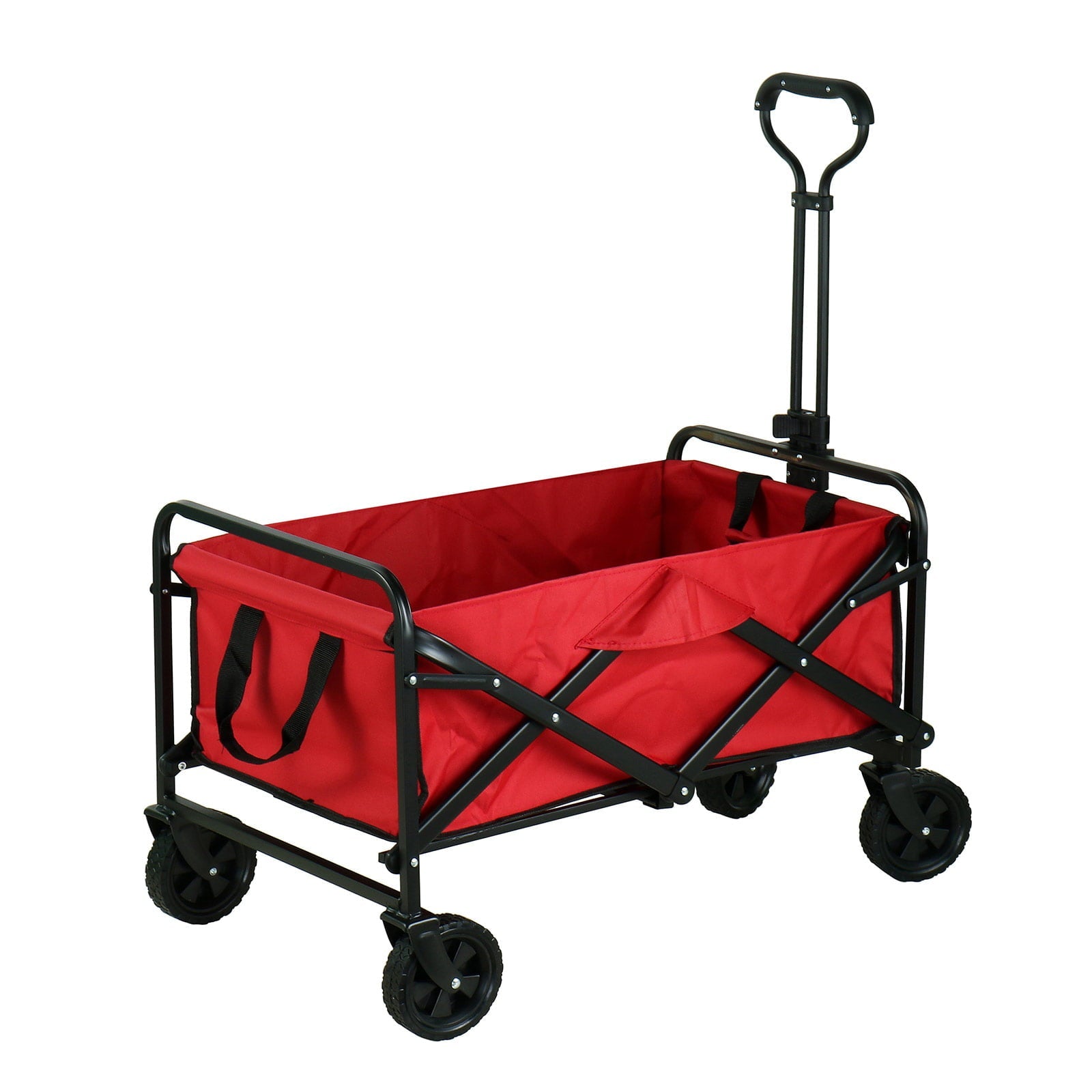 Outdoor Folding Camping Cart,  Collapsible Wagon with Universal 360° All-Terrain Wheels for Picnic and Beach Camping, Red, 30.3"L x19.2"W x29.5"H