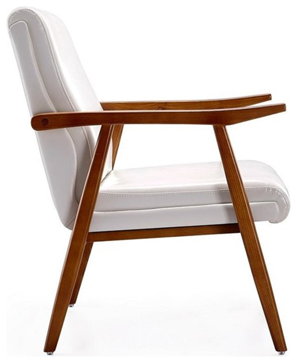 Manhattan Comfort ArchDuke Faux Leather Accent Chair in White/Amber   Midcentury   Armchairs And Accent Chairs   by Homesquare  Houzz