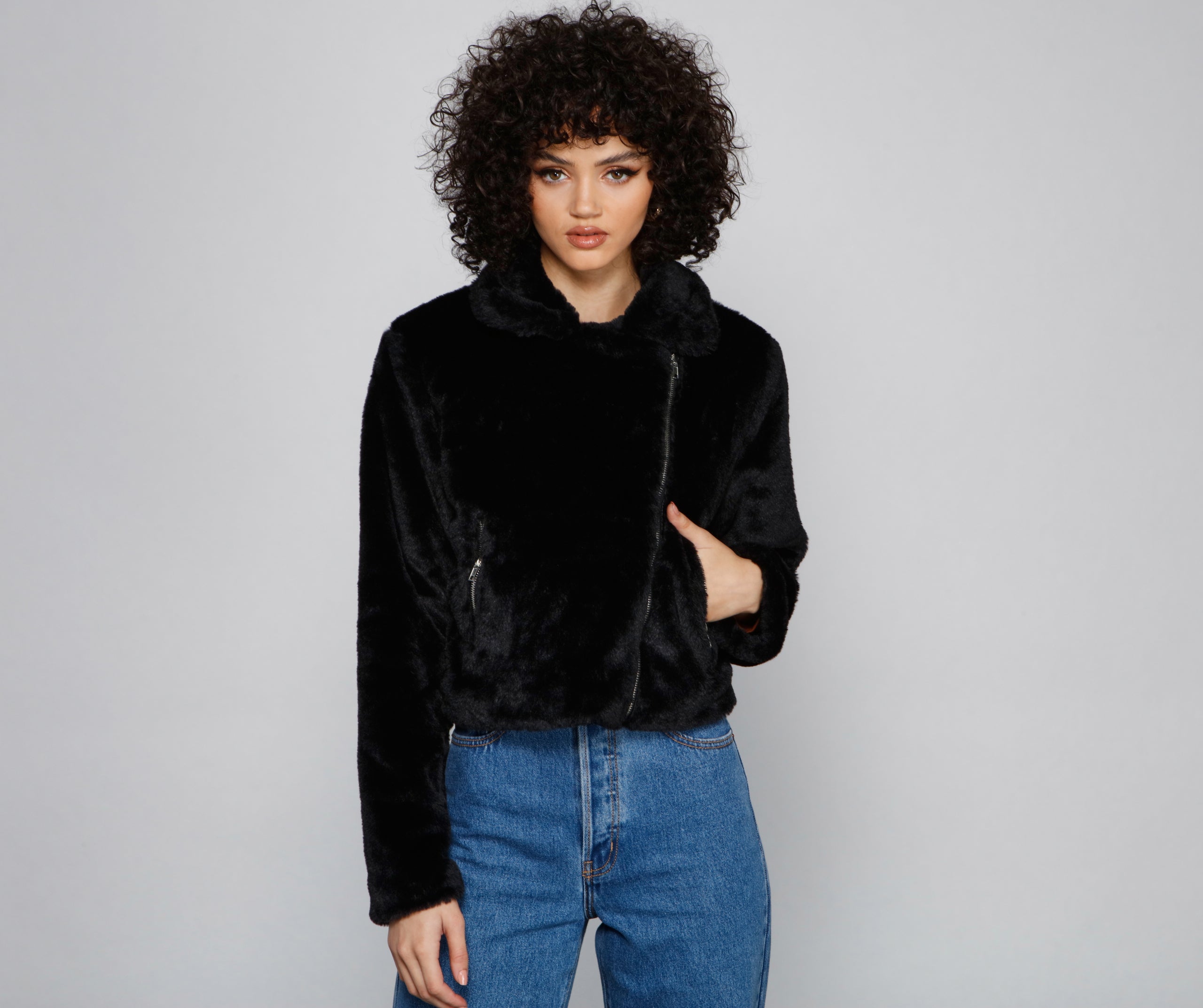 Rebel Chic Faux Fur Moto Jacket