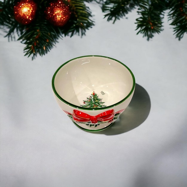 Spode Christmas Tree Ribbon Nut Bowl 6 Inch Serving Bowl For Candies Nuts Or Desserts Decorative Bowl For Christmas And Holiday Season