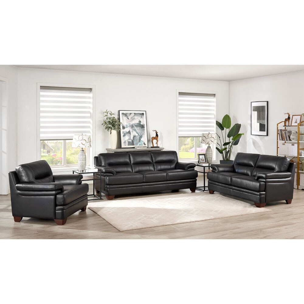 Hydeline Luxor Top Grain Leather Sofa Loveseat and Chair Set