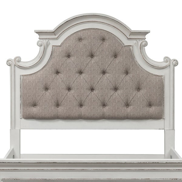 Magnolia Manor Antique White Weathered Bark Queen Uph Panel Headboard - - 25720861