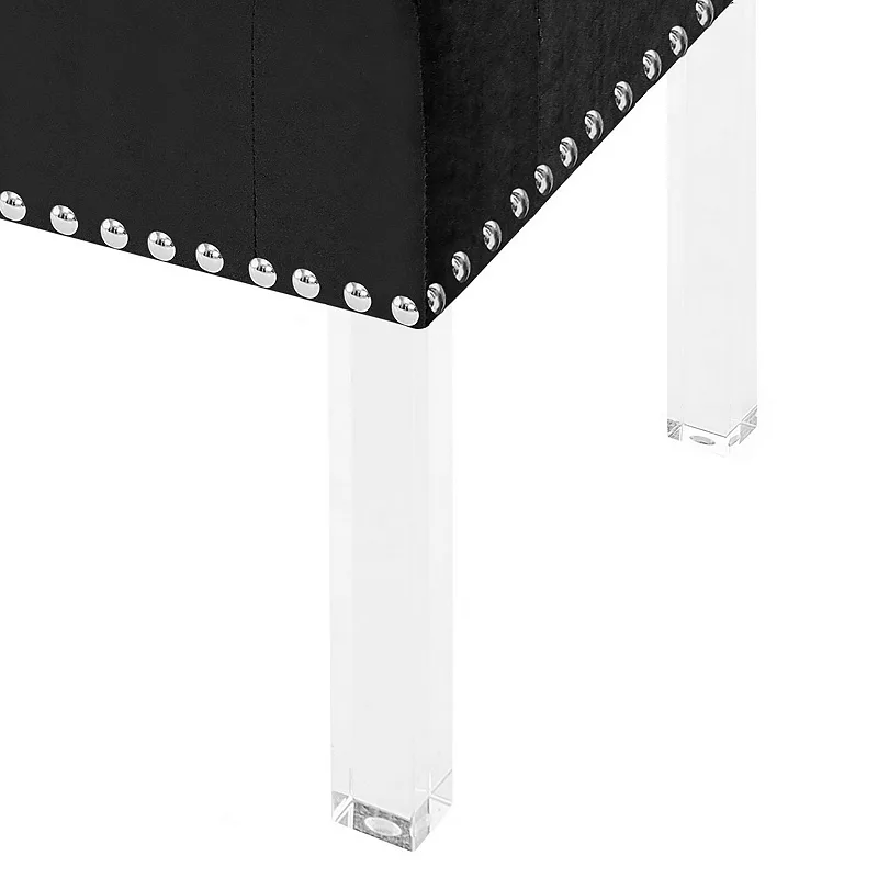 Bernard 49 Inch Velvet Upholstered Buttoned Bench， Black