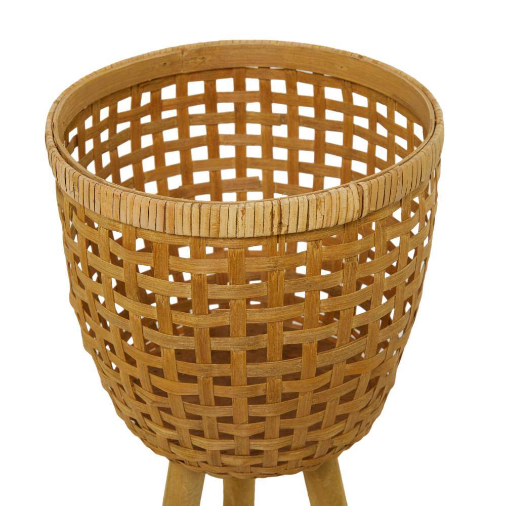 Litton Lane 26 in. 23 in. and 20 in. Large Brown Bamboo Handmade Woven Planter (3- Pack) 041957